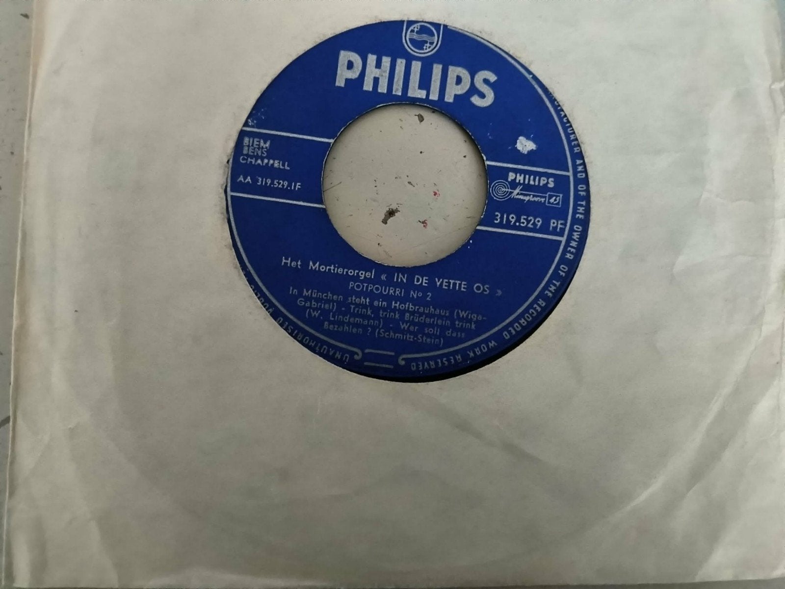 Het Mortierorgel - In De Vette Os Potpourri N 2 (Philips), Gebruikt, Overige genres, 7 inch, Ophalen of Verzenden
