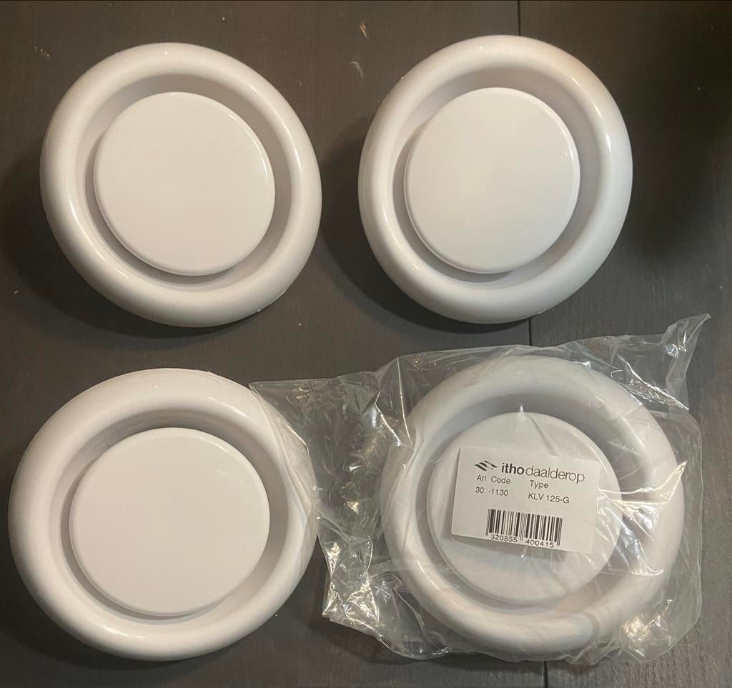 4x Itho Daalderop KV 125-G ventilatieventielen nieuw, Doe-het-zelf en Verbouw, Ventilatie en Afzuiging, Nieuw, Ventilator, Ophalen of Verzenden