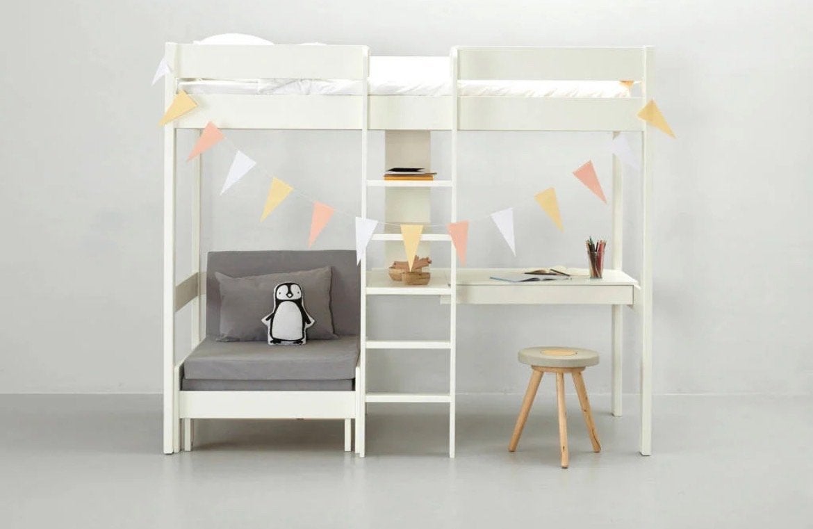 Hoogslaper met bureau en opbergruimte, Ophalen, 85 tot 100 cm, Gebruikt, Hoogslaper of Stapelbed