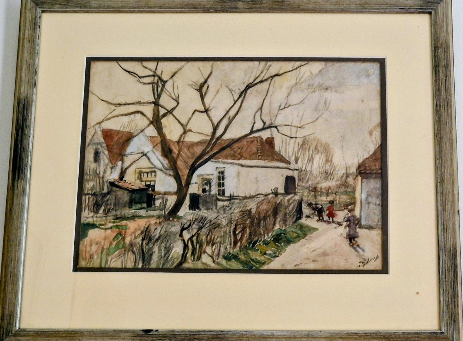 Aquarel Erasmus van Dulmen Krumpelman - Dorpsgezich, Expressionistisch, Origineel werk, Ophalen of Verzenden, Aquarel