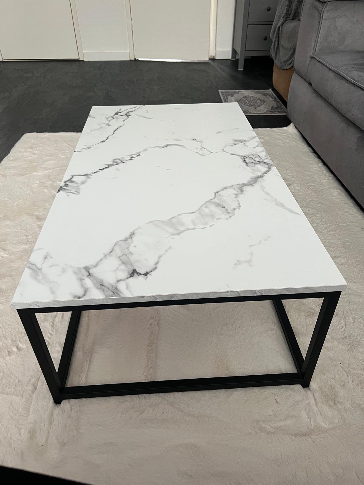 Witte marbel tafel, Ophalen, Gebruikt, 50 tot 100 cm, 50 tot 100 cm