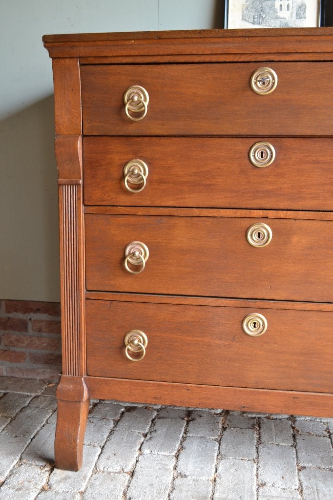 Prachtige antieke eiken houten Empire ladekast, dressoir., Verzenden
