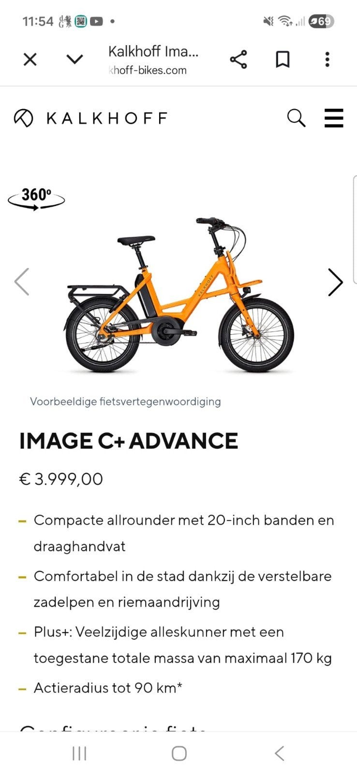 Te koop Kalkhof image elektrische fiets, Fietsen en Brommers, Elektrische fietsen, Zo goed als nieuw, 47 tot 51 cm, 50 km per accu of meer