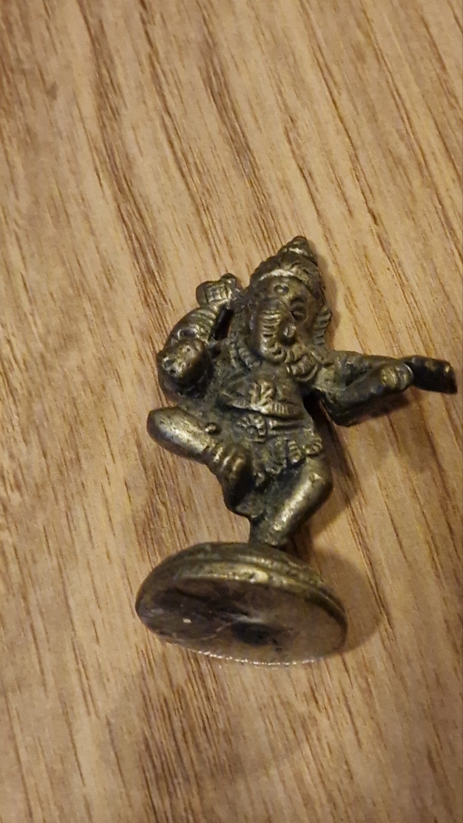 Kleine bronzen Ganesha sculptuur - Hindoeïstisch beeldje, Antiek en Kunst, Minder dan 20 cm, Ophalen of Verzenden, Beeld, Bruin