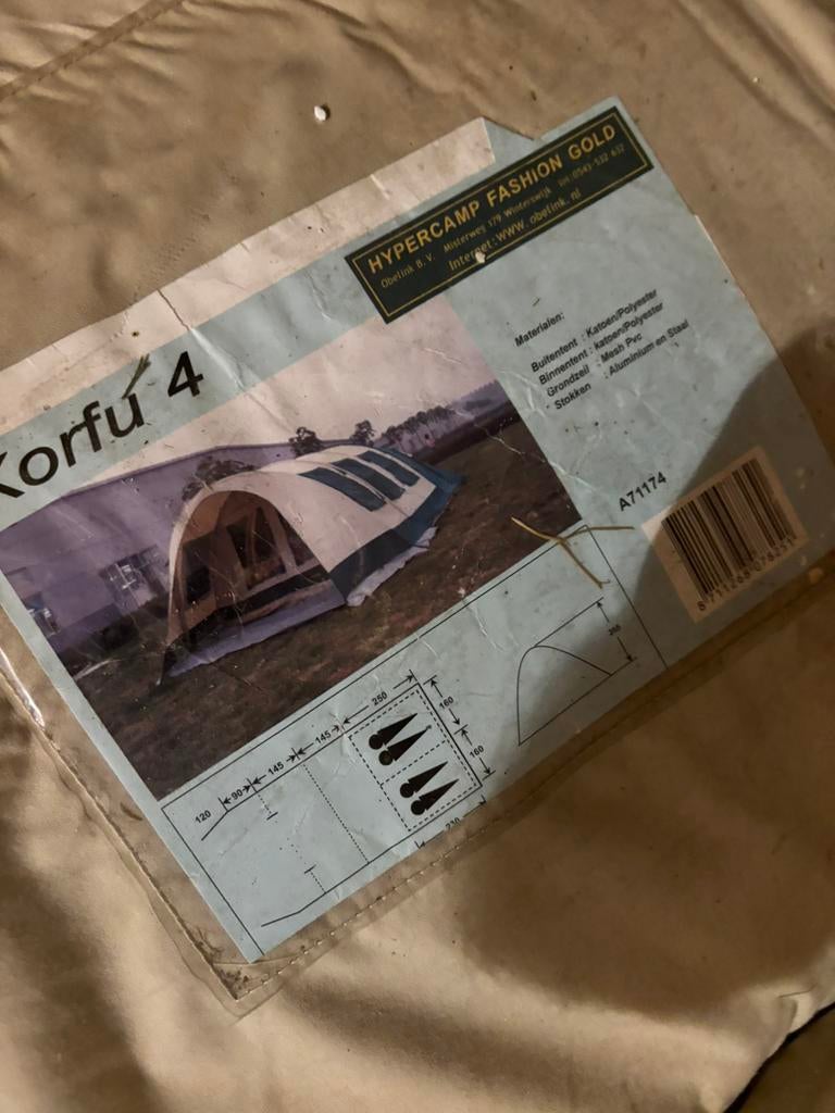 Korfu Obelink katoenen 4 pers tunneltent €90, Caravans en Kamperen, Tenten, Ophalen, Zo goed als nieuw