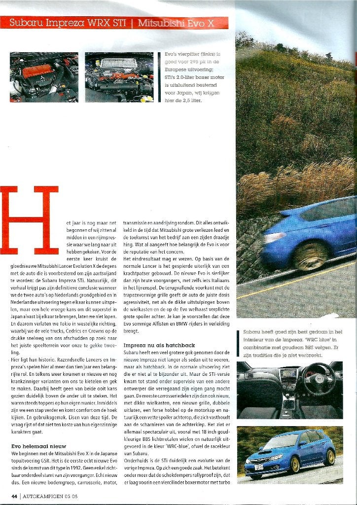 Autokampioen dubbeltest Lancer Evo X,Impreza WRX STI, Ophalen of Verzenden, Gelezen