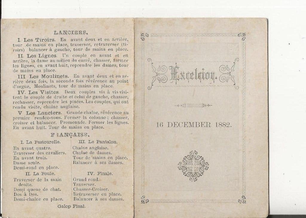 Exelcion Boekje Volgorde der dansen 16 dec 1882, Ophalen of Verzenden, Voor 1920, Ongelopen, Overige thema's