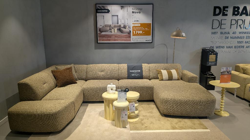 Montel U-Bank Mova (nieuw! uit voorraad leverbaar), Huis en Inrichting, Banken | Bankstellen, Verzenden, Hoekbank, 300 cm of meer