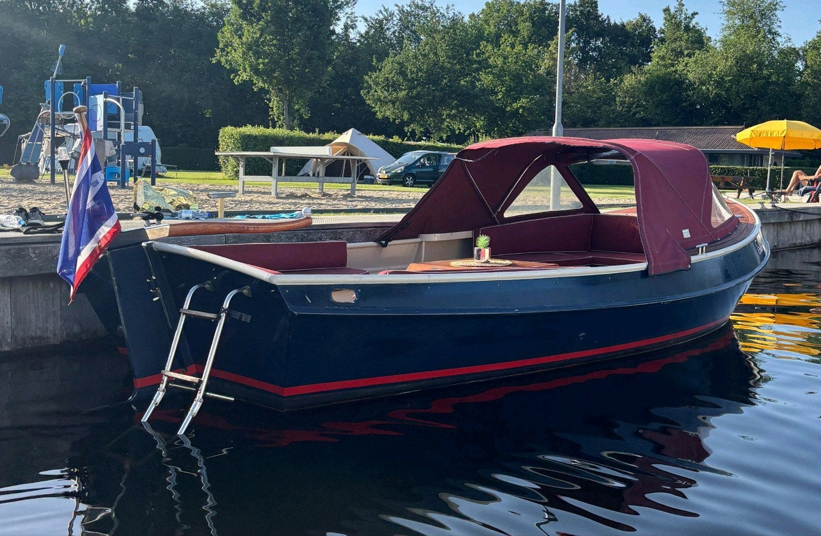 Nette vlet met Vetus motor, buiskap en zwemplateau, Watersport en Boten, Staal, Binnenboordmotor, 1.00 - 1.50 meter, Diesel