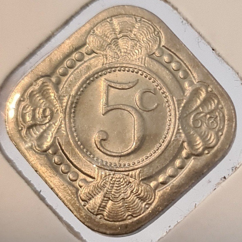 5 cent 1963 Antillen UNC/FDC, Koningin Juliana, Zilver, Ophalen of Verzenden, Losse munt