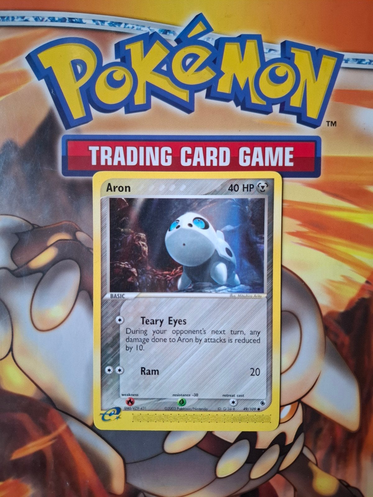 Aron 49/109 Ex Ruby&Sapphire set pokemon kaart nm, Ophalen of Verzenden, Zo goed als nieuw, Losse kaart