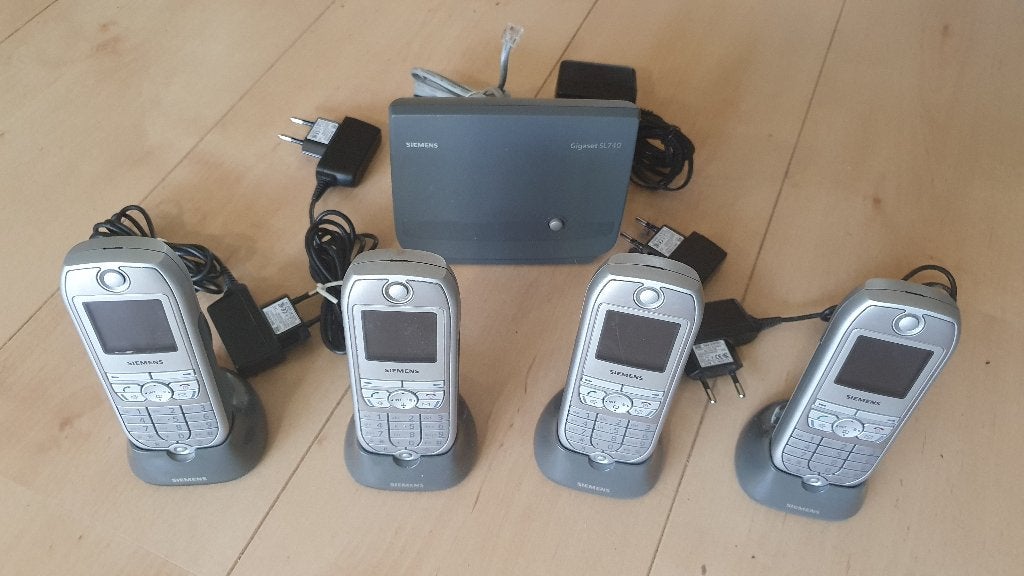 4x Siemens Gigaset DECT telefoons SL74 + basisstation SL740, Telecommunicatie, Ophalen of Verzenden, Gebruikt, 4 handsets of meer
