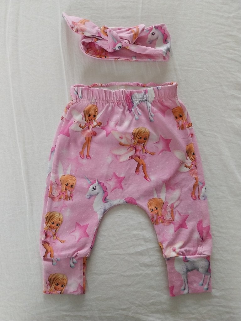 Babybroekje roze met print en haarbandje maat 56-62 NIEUW, Kinderen en Baby's, Babykleding | Maat 56, Ophalen of Verzenden, Nieuw
