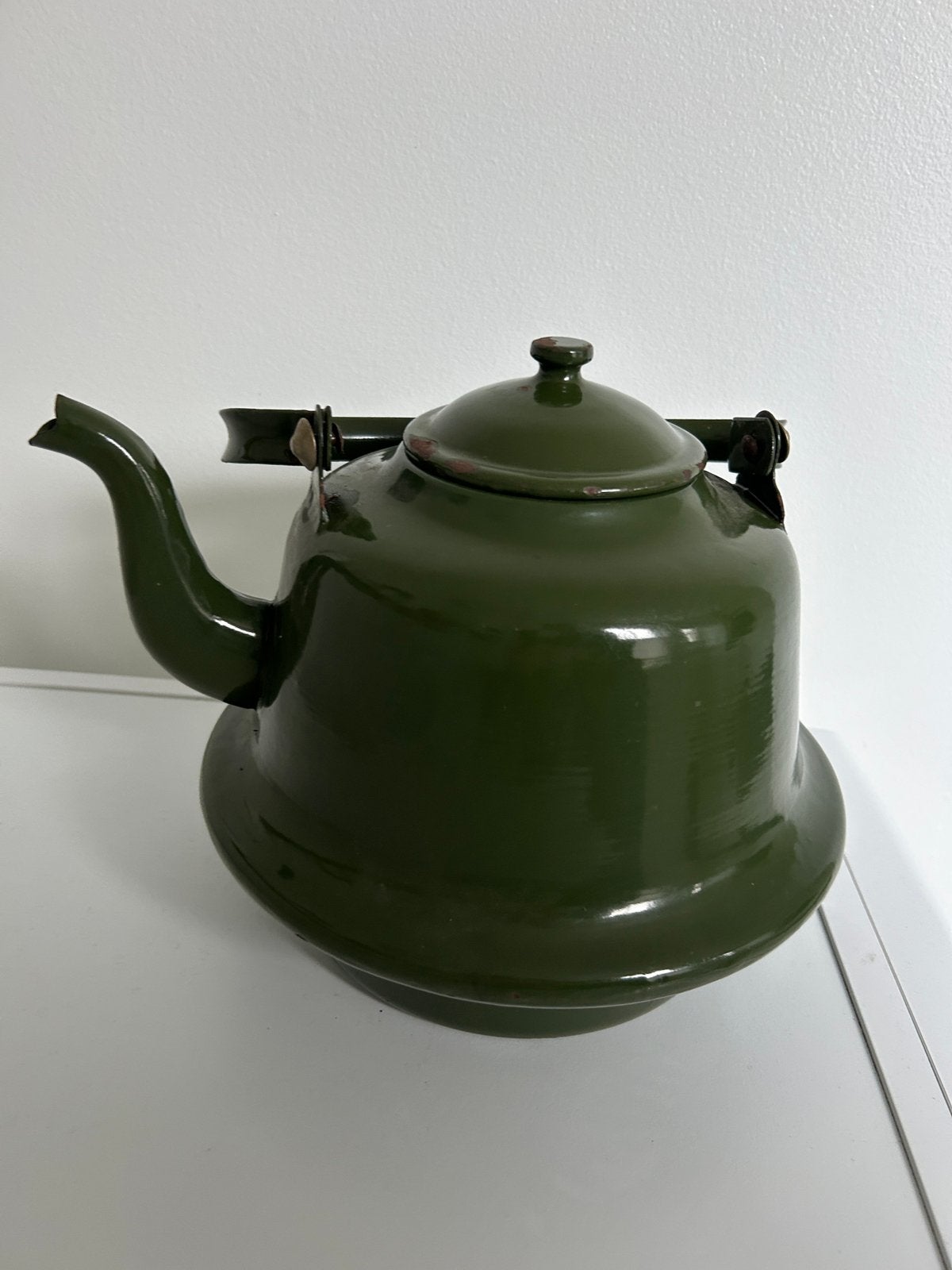 Vintage Groene Emaille Theepot / Ketel, Ophalen