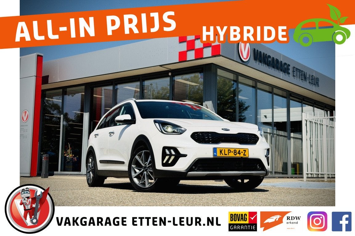 Kia Niro 1.6 GDi Hybrid Executive Line | LEDER | STOELVERW +, Auto's, Kia, 12 maanden, Gebruikt, Euro 6, Wit