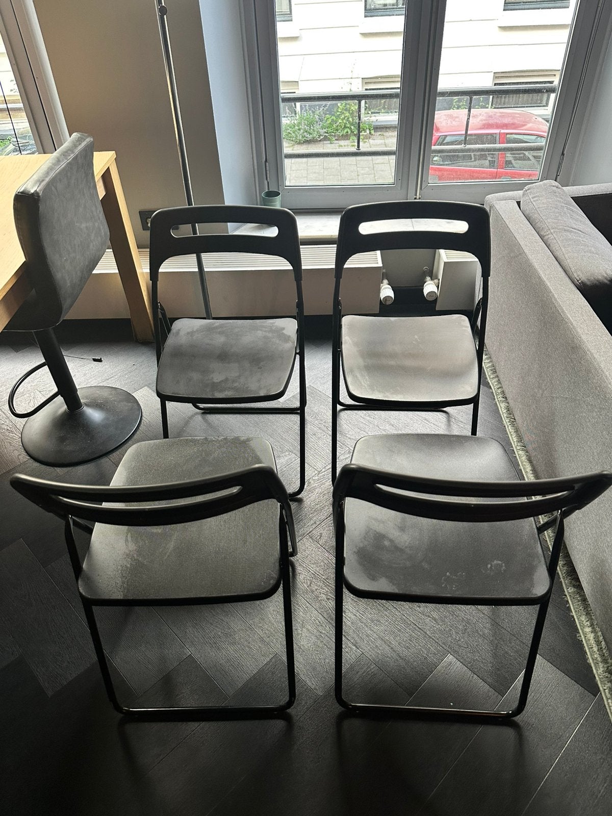 4x IKEA NISSE inklapbare stoelen zwart, Ophalen, Zo goed als nieuw, Zwart