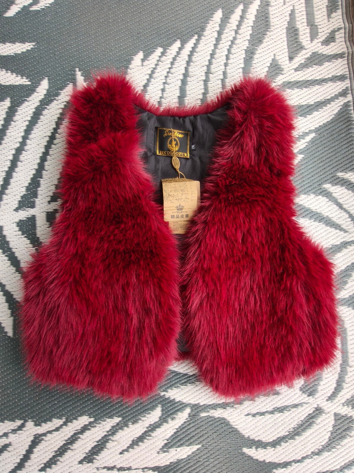Rood bont vestje - JIN DIAO FUR (2XL), JIN DIAO FUR, Maat 46/48 (XL) of groter, Nieuw, Ophalen of Verzenden