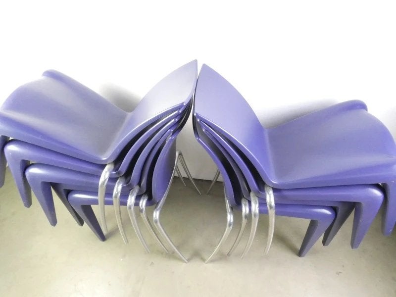 Set van 9 originele Vitra 'Louis 20' designstoelen, Sieraden, Tassen en Uiterlijk, Ringen, Ophalen, Gebruikt, Blauw, Dame of Heer