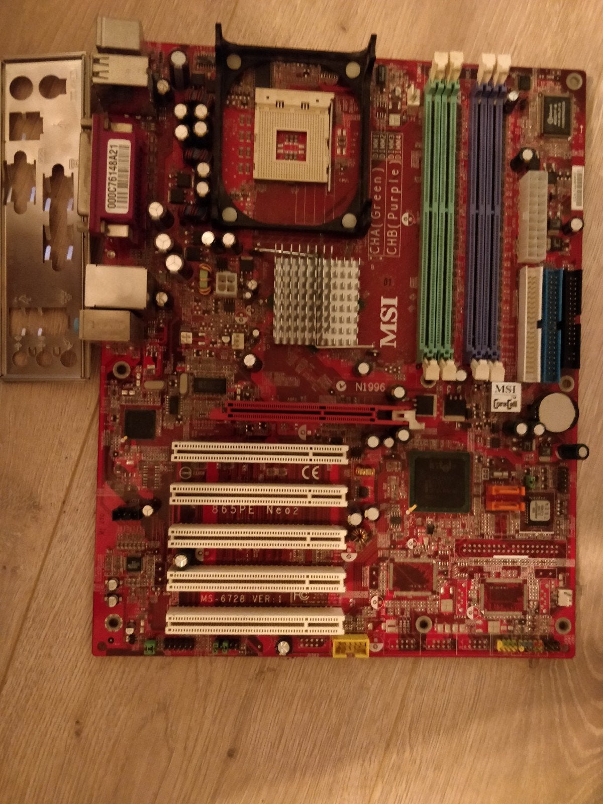 MSI 865PE Neo2 Moederbord (MS-6728 VER: 1), Computers en Software, Moederborden, Gebruikt, Socket 478, Ophalen of Verzenden, DDR