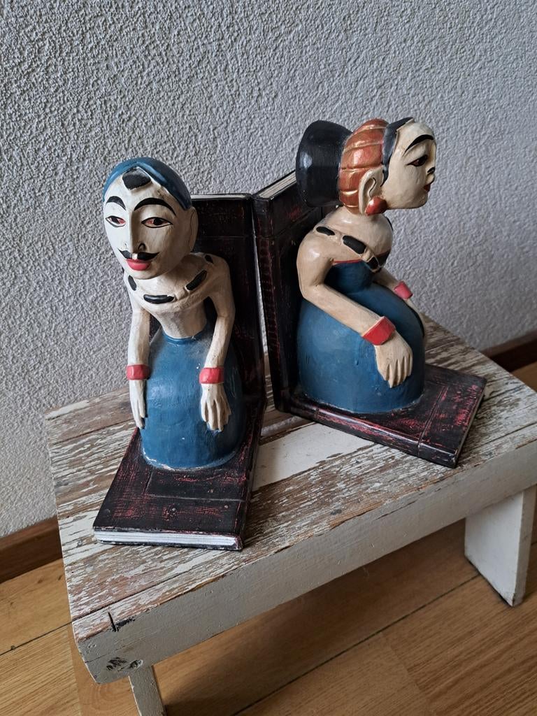 Indonesische  Javaanse man vrouw boekensteunen, Ophalen of Verzenden, Zo goed als nieuw