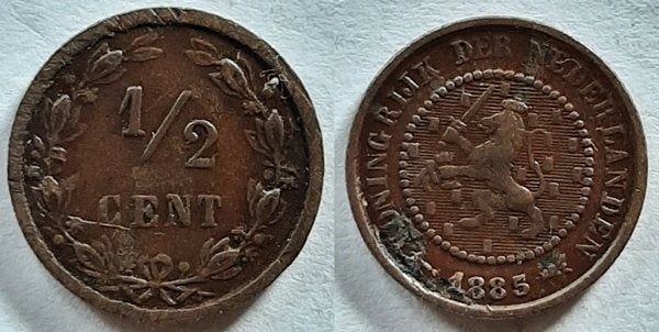 Halve cent 1885, Postzegels en Munten, Verzenden, Koning Willem III, Overige waardes