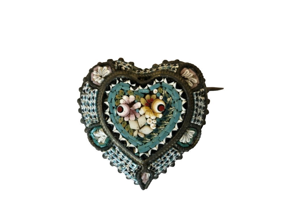 19e eeuwse Italiaanse millefiori micromozaïek broche, Ophalen, Overige materialen, Broche