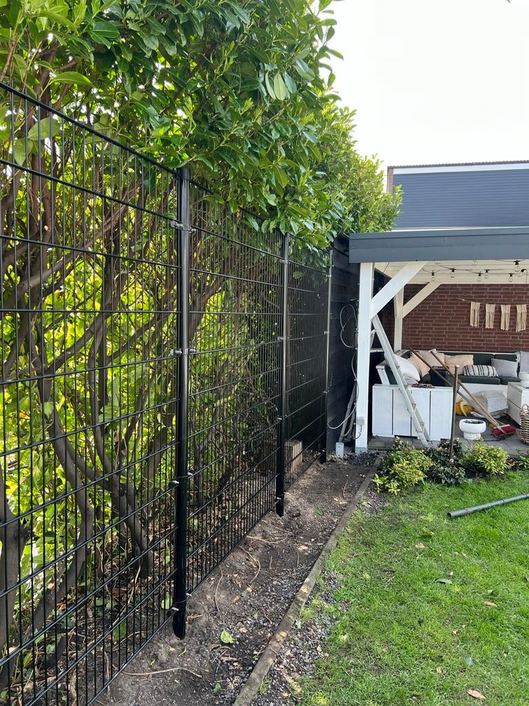 Zwart hekwerk, Tuin en Terras, Ophalen of Verzenden, Gebruikt, IJzer, Dubbelstaafmat hekwerk