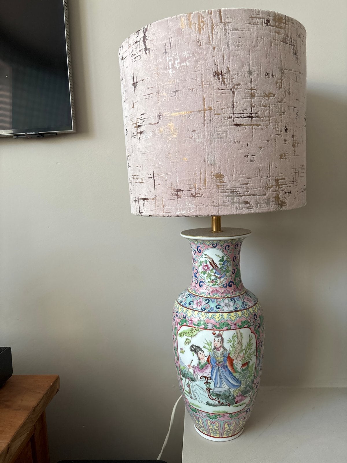 Chinese vaaslamp, Huis en Inrichting, Overige merken, Meerkleurig, Keramiek, Met kap