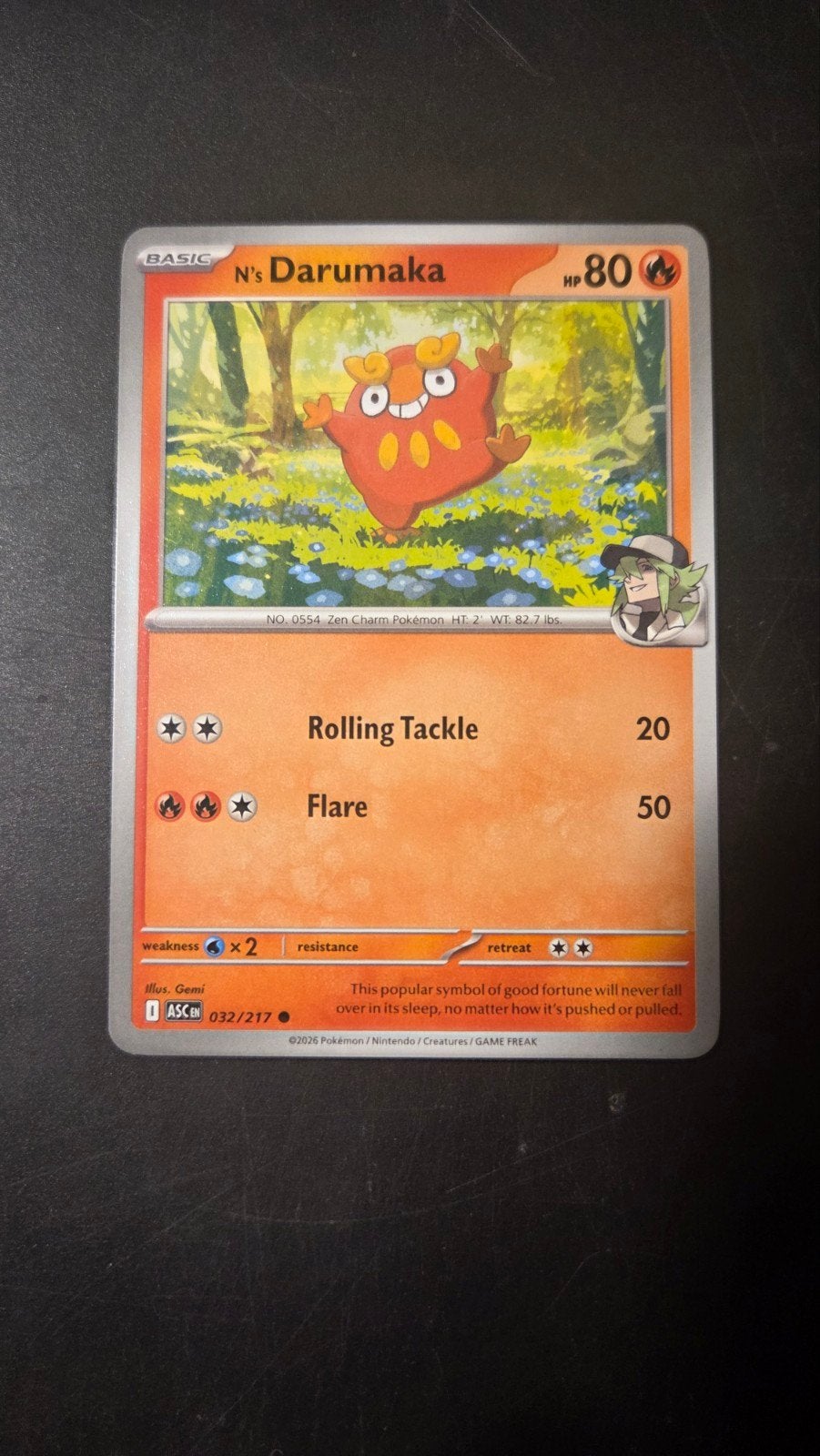 N's Darumaka 032/217 - Ascended Heroes Pokémon Kaart, Verzenden, Zo goed als nieuw, Losse kaart