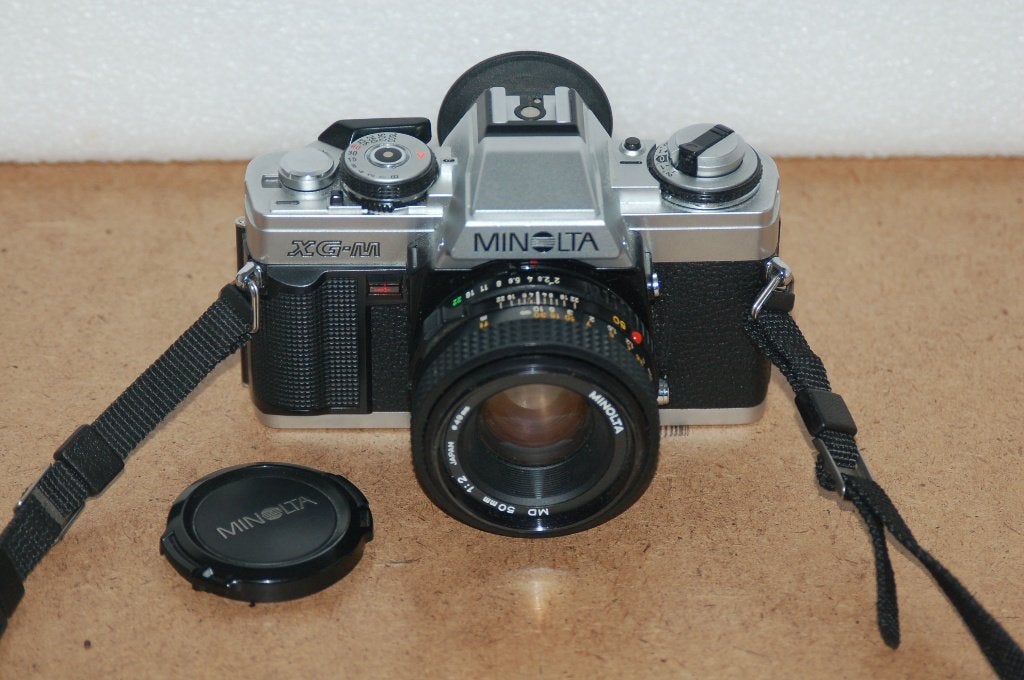 Minolta XG-M, Audio, Tv en Foto, Fotocamera's Analoog, Ophalen, Gebruikt, Spiegelreflex, Minolta