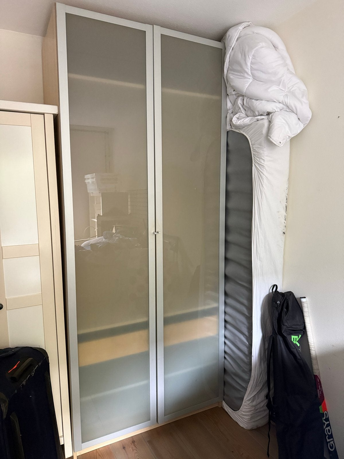 IKEA PAX Kledingkast / Garderobekast met Glazen Deuren, Gebruikt, 100 tot 150 cm, 200 cm of meer, Glas