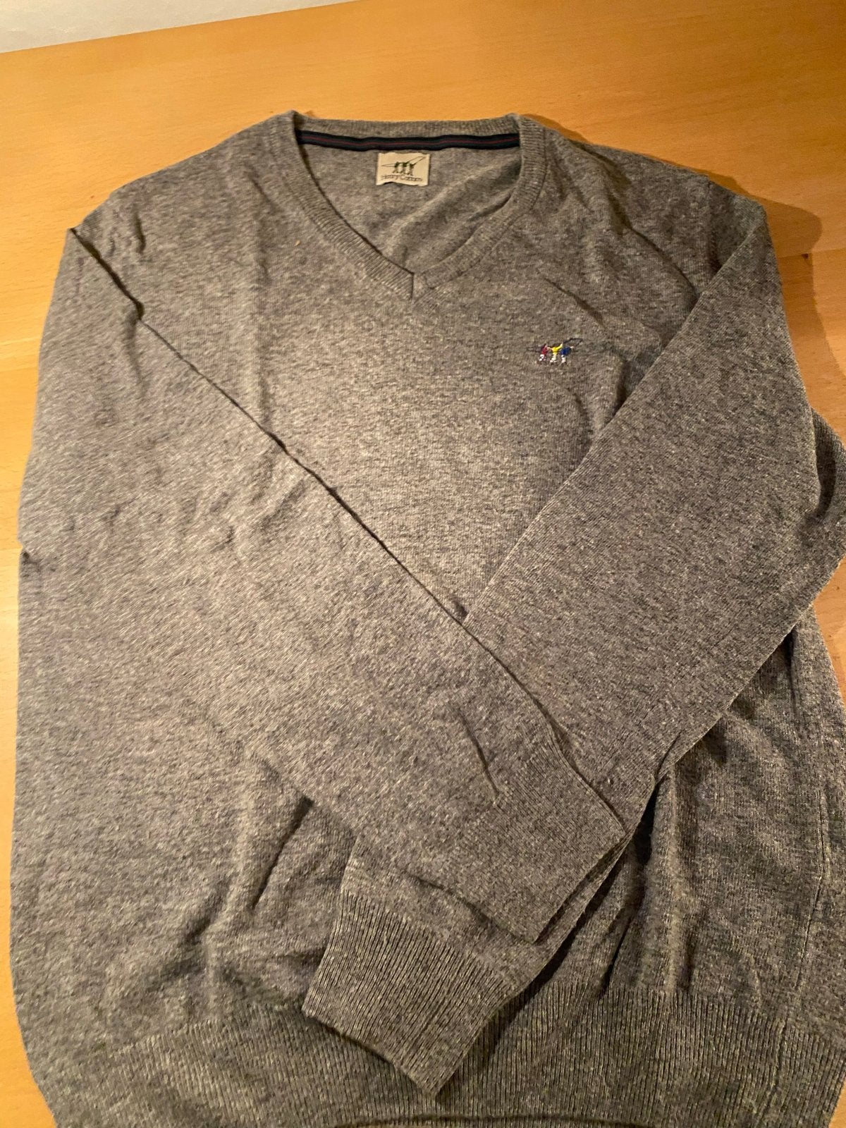 Henry Cotton's Grijze Wollen Mix V-hals Trui (valt als M), Kleding | Heren, Verzenden, Gedragen, Maat 48/50 (M), Grijs