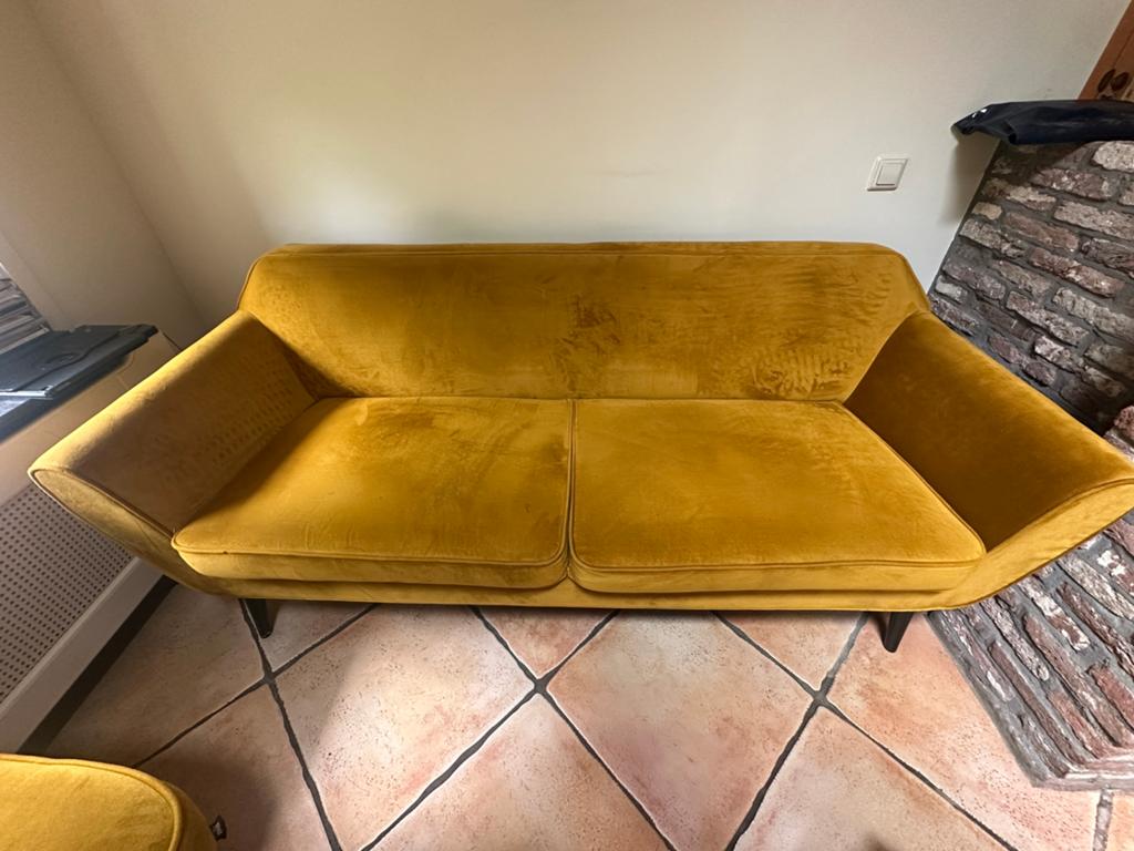Rocco bank 187 cm velvet oker, Huis en Inrichting, Ophalen, Stof