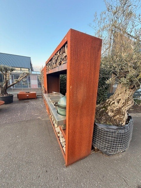 Zeno | Cortenstalen | Buitenkeuken, Ophalen, Houtskool, Vrijstaand, Big Green Egg (origineel)