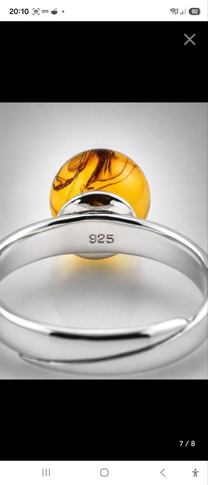 Verstelbare Zilveren Ring met Barnsteen en wesp, Sieraden, Tassen en Uiterlijk, Ringen, Nieuw, Ophalen of Verzenden, 17 tot 18