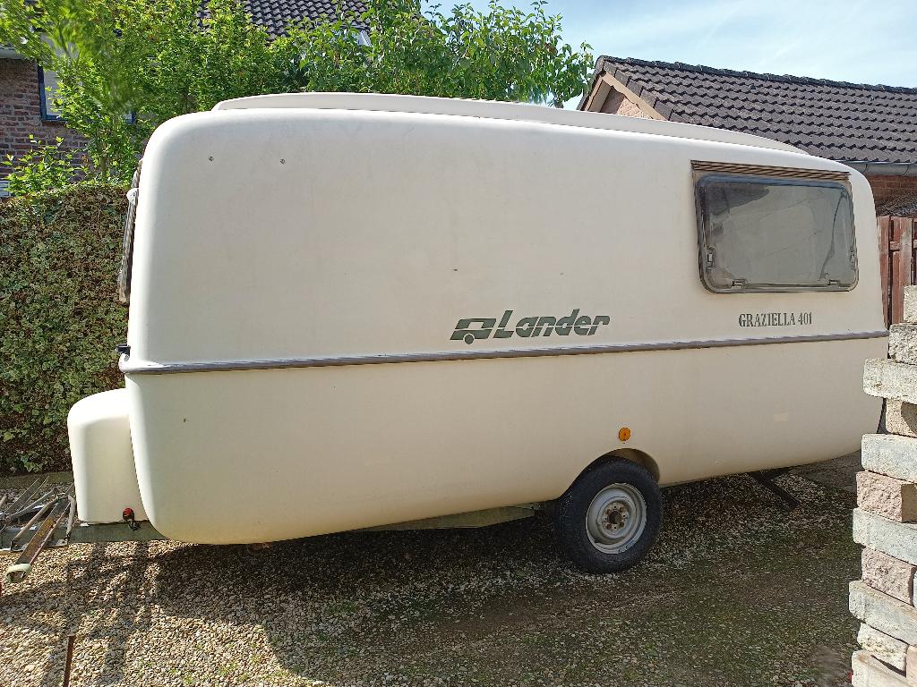 LANDER Graziella 401 - Retro/oldtimer caravan, Caravans en Kamperen, Vast bed, Rondzit, Tot en met 3, Particulier
