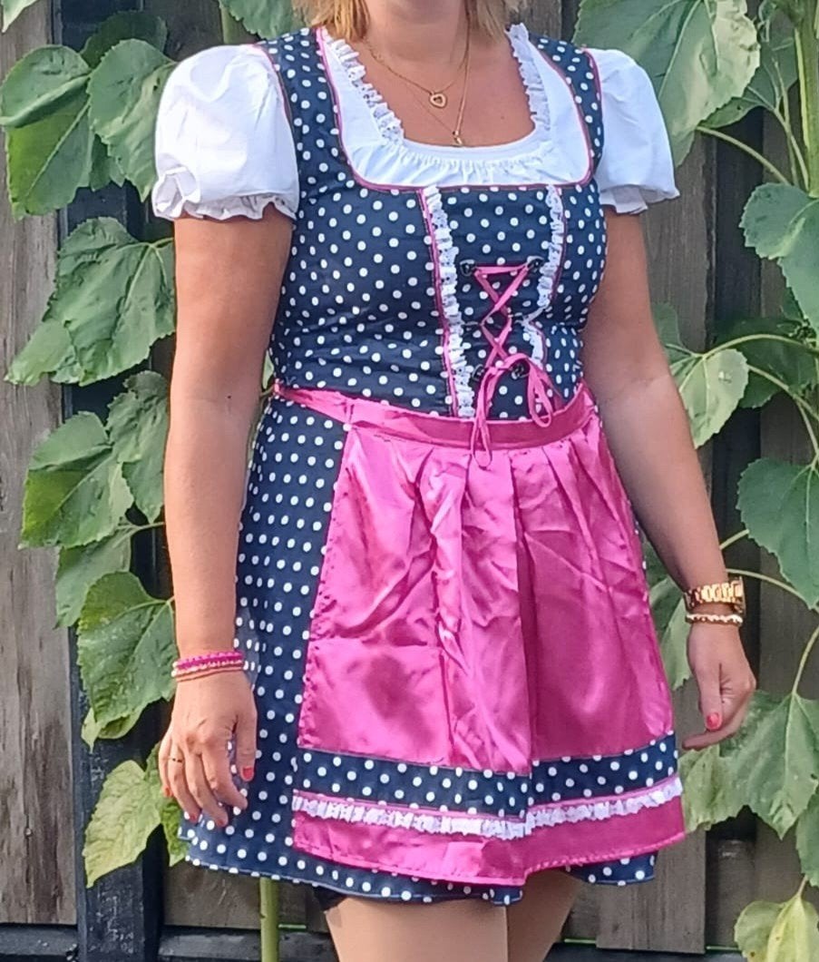 prachtig exclusieve dirndl oktoberfest blauwe jurk compleet, Maat 42/44 (L), Nieuw, Ophalen of Verzenden, Overige thema's