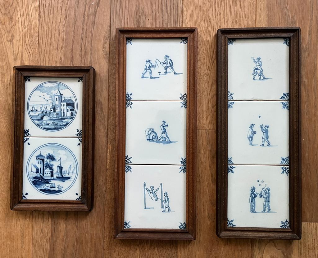 Tegeltableaus Makkumer aardewerk, antiek, 3 stuks, Antiek en Kunst, Antiek | Wandborden en Tegels, Ophalen