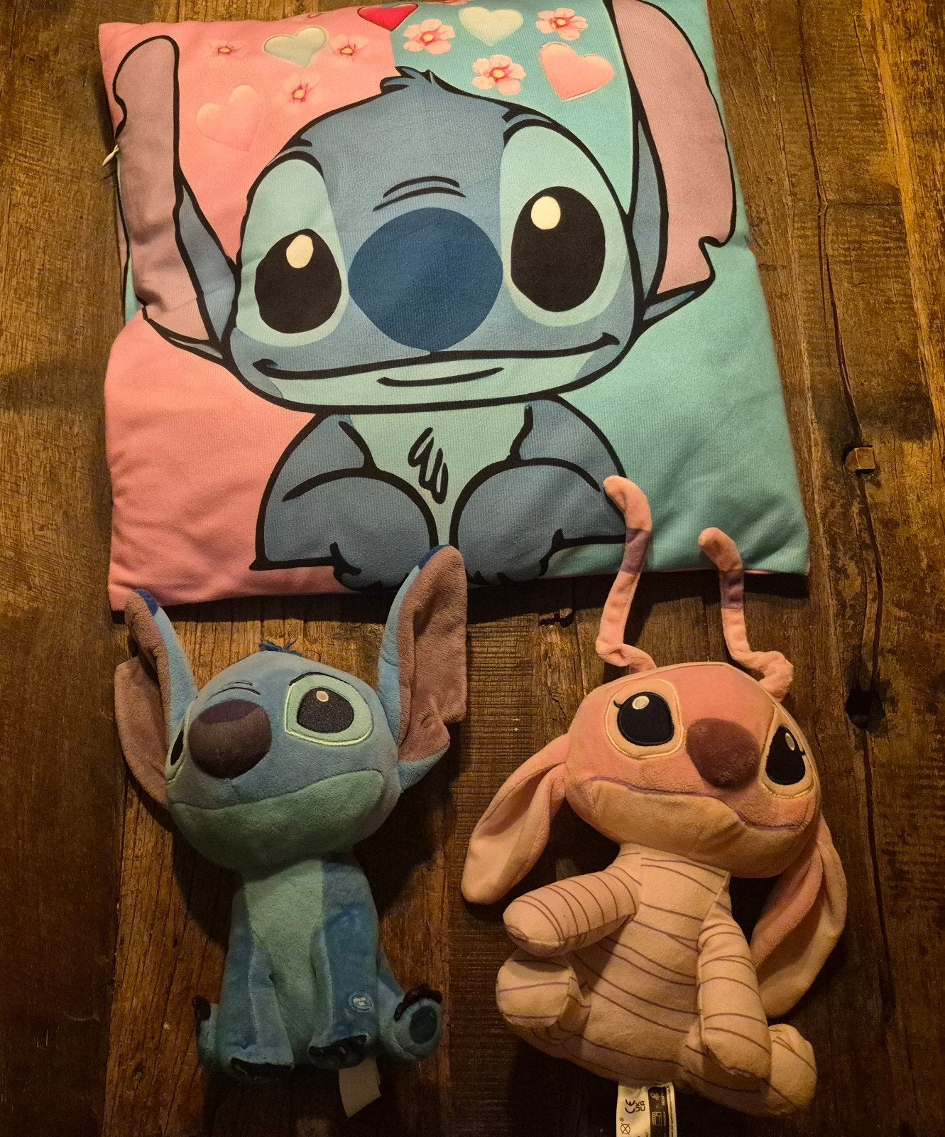 Stitch Kussen 42x42cm en 2 Knuffels (ca. 22cm), Ophalen of Verzenden