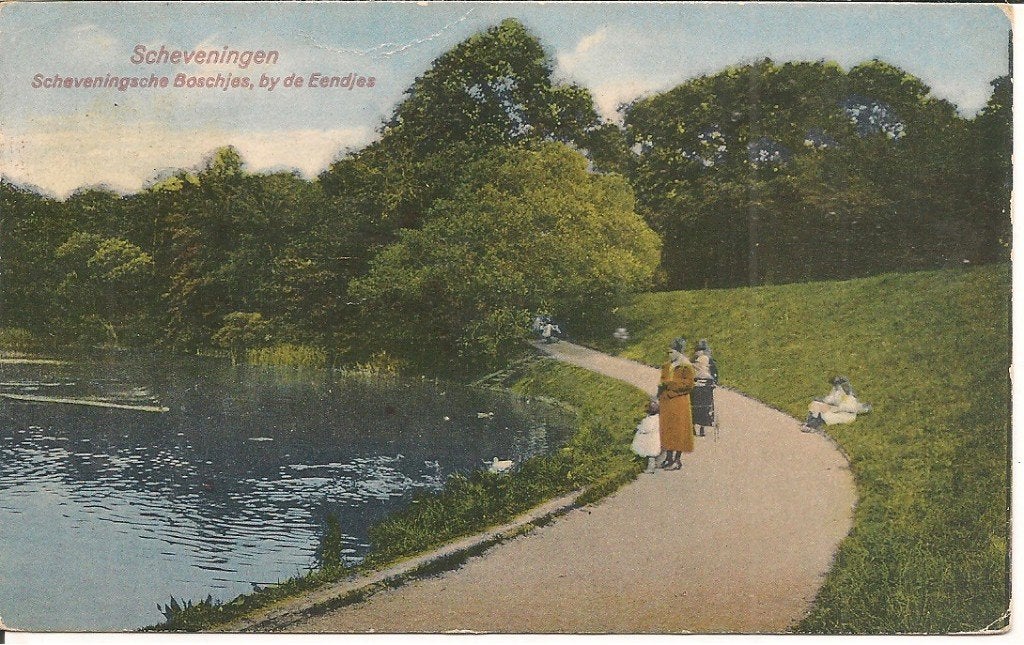 Oude Ansichtkaart Scheveningsche Boschjes, bij de Eendjes, Ophalen of Verzenden, 1920 tot 1940, Gelopen, Zuid-Holland