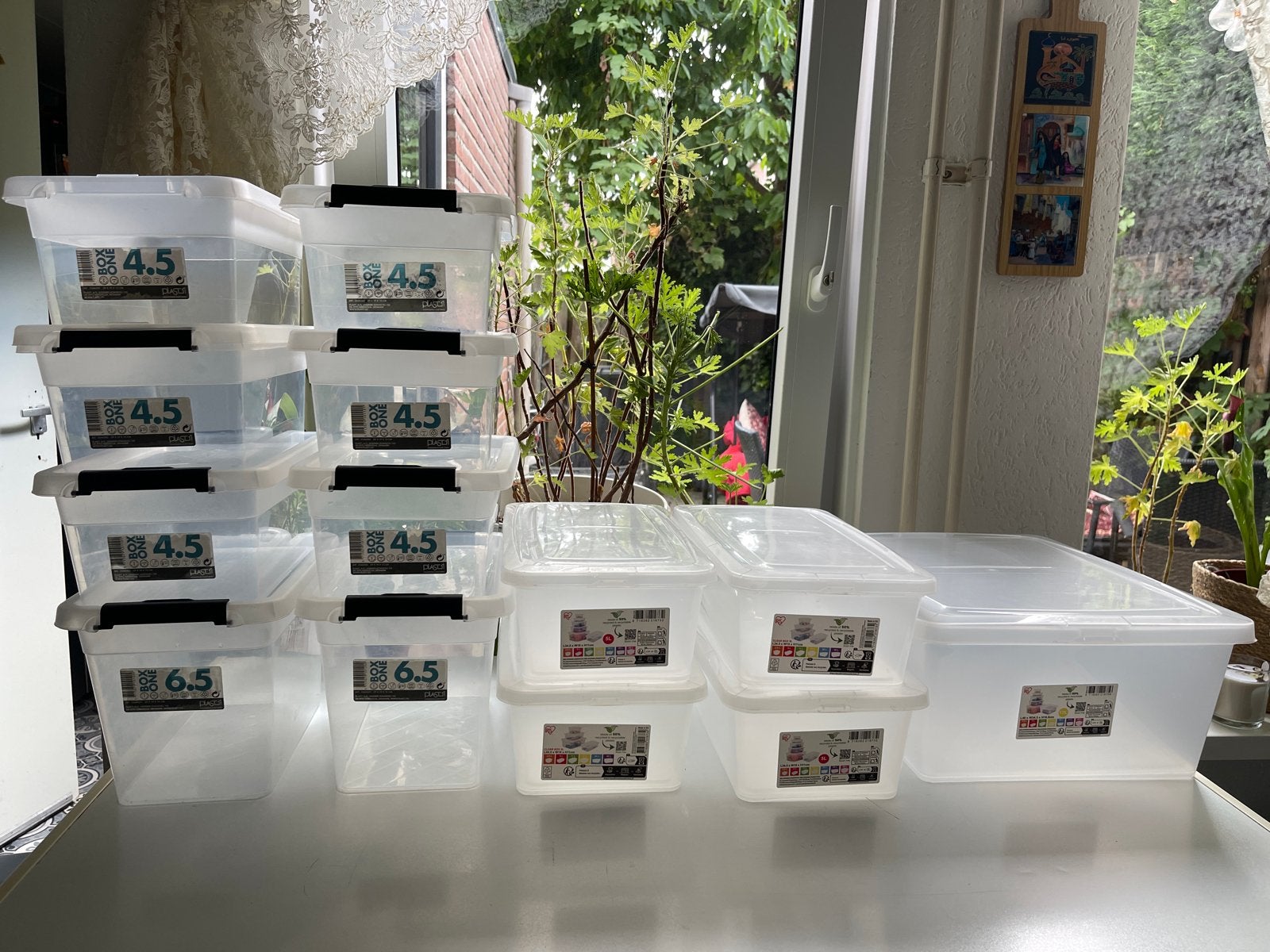 Set van 13transparante opbergboxen met deksel, Ophalen of Verzenden, Zo goed als nieuw, 5 – 50, Minder dan 50 cm
