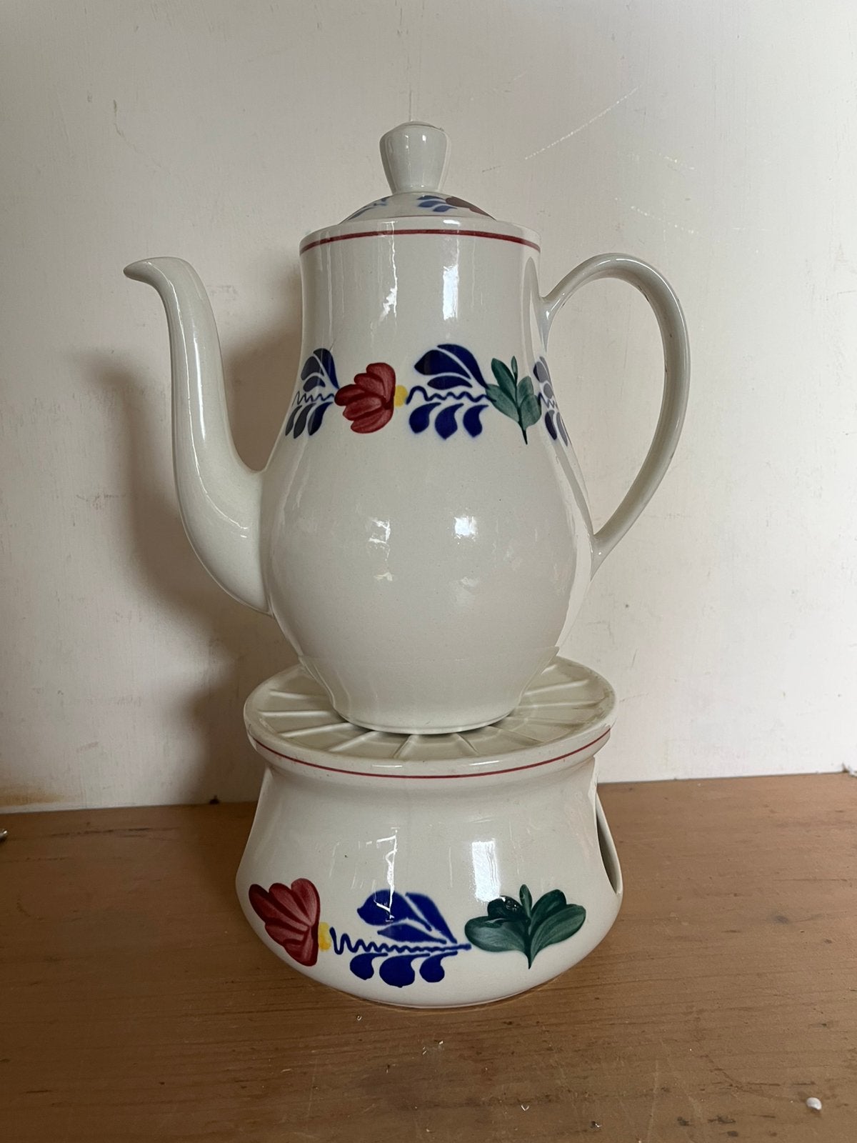 Vintage Boch boerenbont theepot met theelicht, Antiek en Kunst, Ophalen of Verzenden