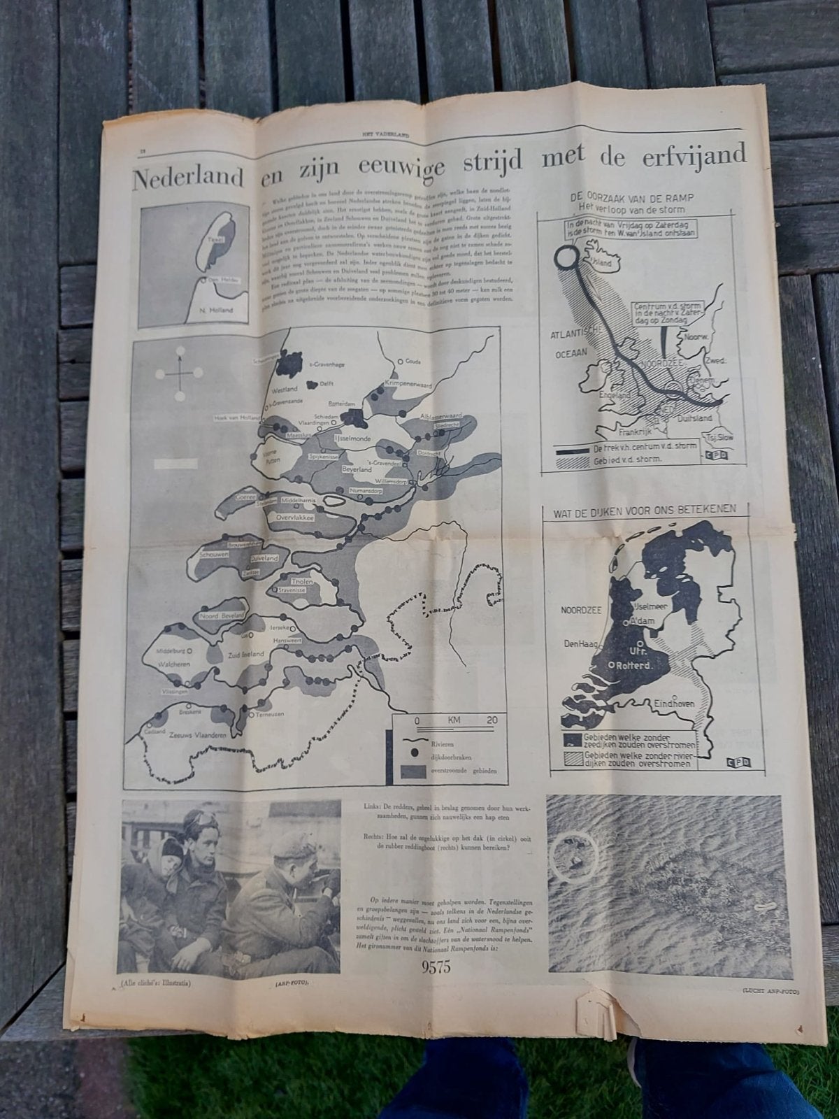Het Vaderland - Watersnoodramp 1953 Krant, Ophalen of Verzenden, Gelezen, Krant