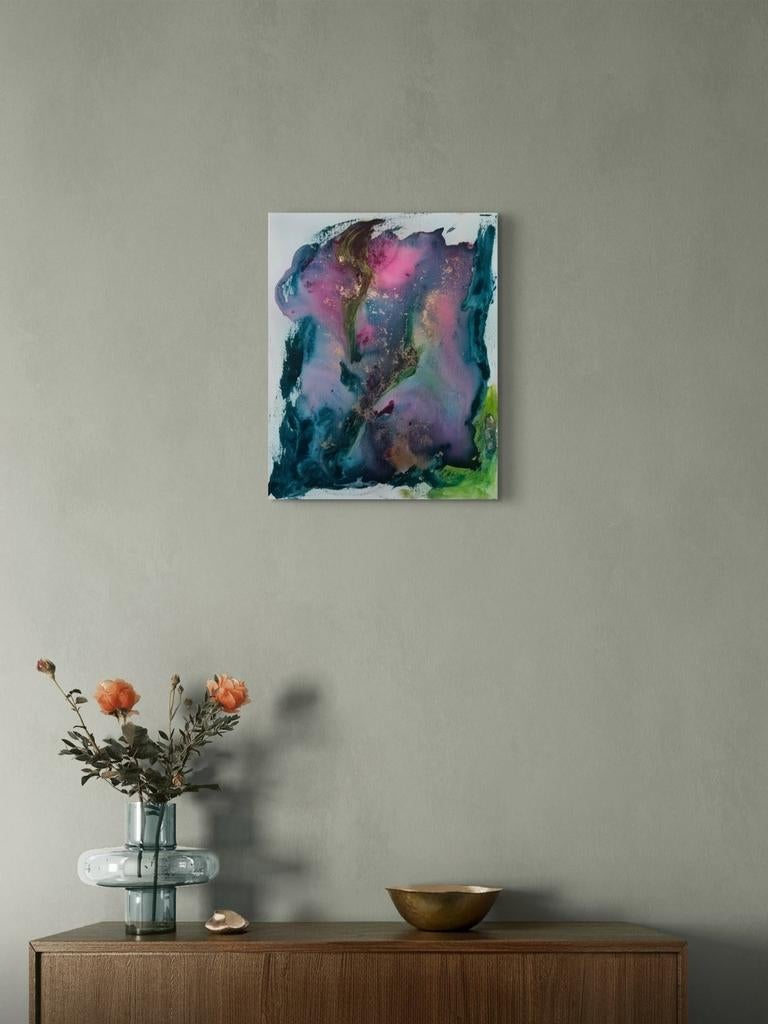 Abstract Schilderij: Levendige Kleuren en Goudaccenten, Ophalen of Verzenden