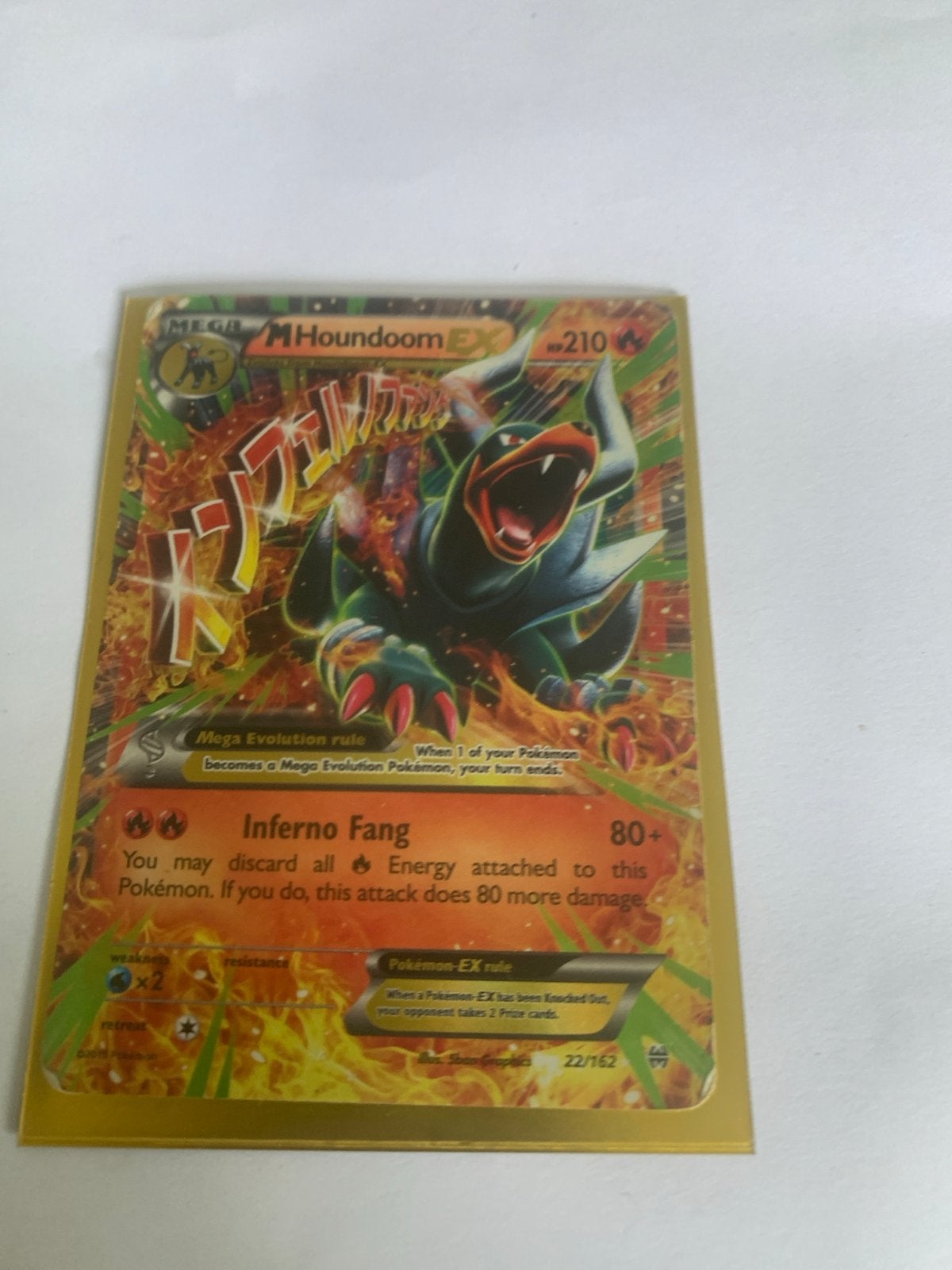 Pokémon Kaart: Mega MHoundoom EX 210 HP (22/162), Ophalen, Zo goed als nieuw, Losse kaart, Foil