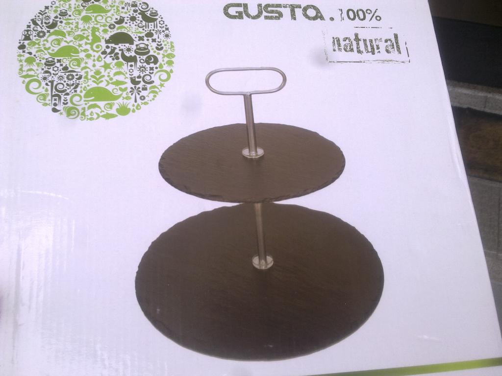 Etagere dienblad Gusta leisteen 2 laags nieuw in doos, Ophalen of Verzenden, Nieuw