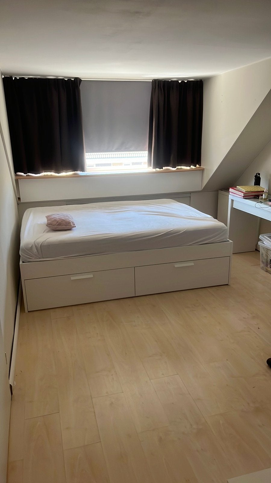 IKEA BED 160 cm, Ophalen, Gebruikt, Wit, Tweepersoons