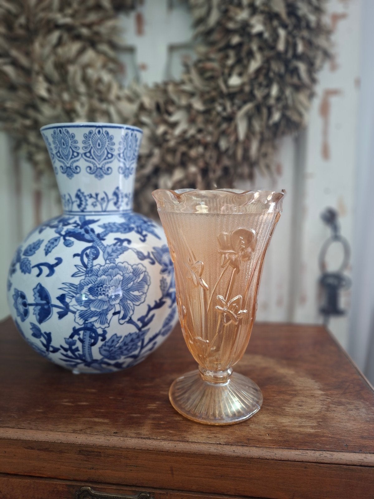 Vintage vaas Jeanette Glass Iris Herringbone, Ophalen