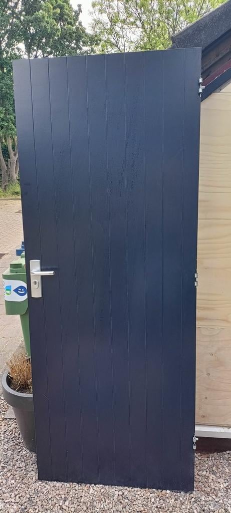 Hardhouten buitendeur 211,5 cm x 83 cm incl beslag, Ophalen, 80 tot 100 cm, 200 tot 215 cm, Hout