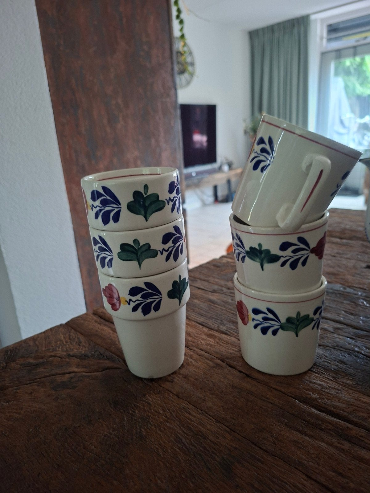 Boerenbond Servies: 3 Bekers zonder handvat, 3 met handvat, Ophalen of Verzenden